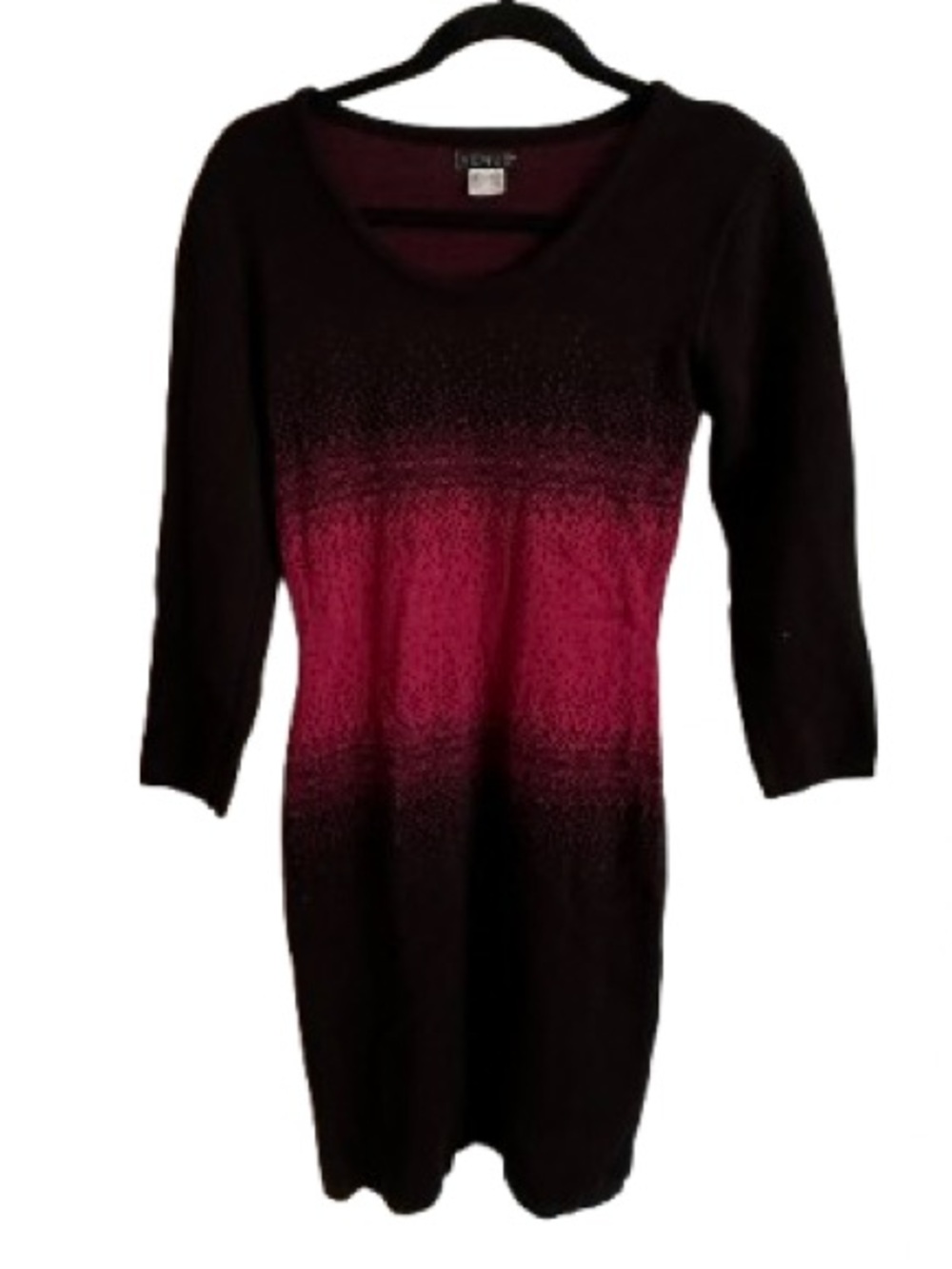 VENUS Black to Magenta Ombre Knit Midi Dress